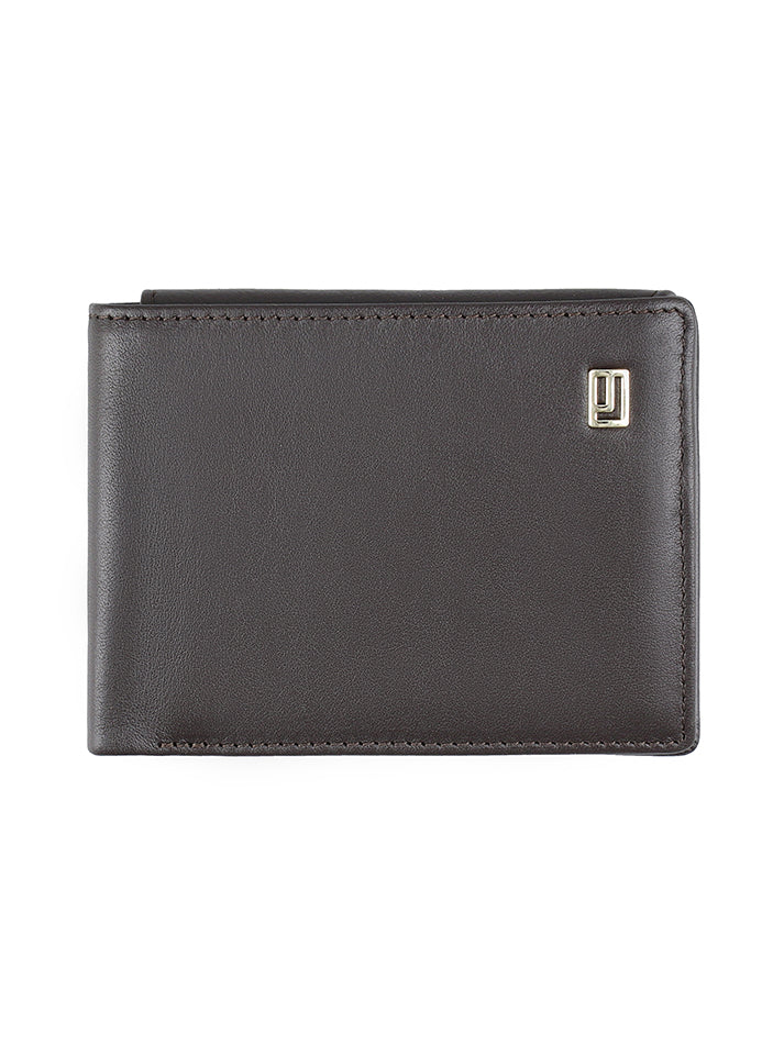 Stylish leather wallet with coin pocket.