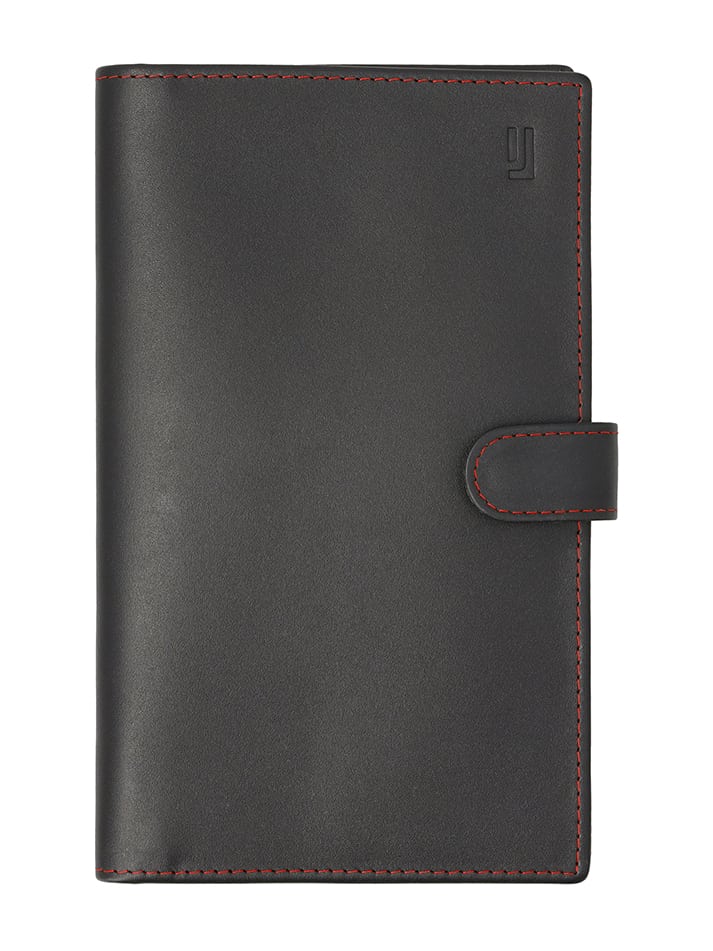 Leather travel wallet for essentials.