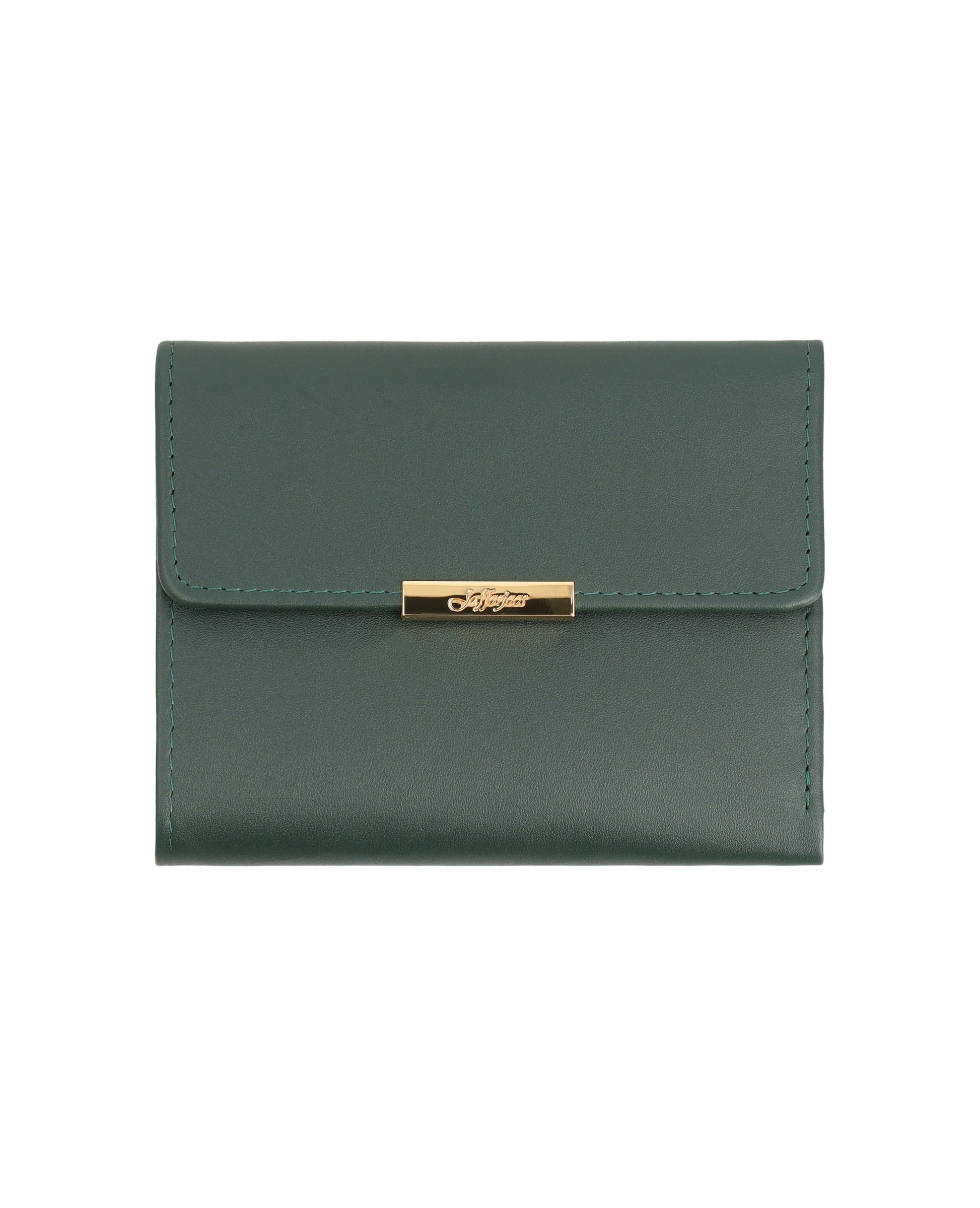 Sophisticated wallet with gold fittings.