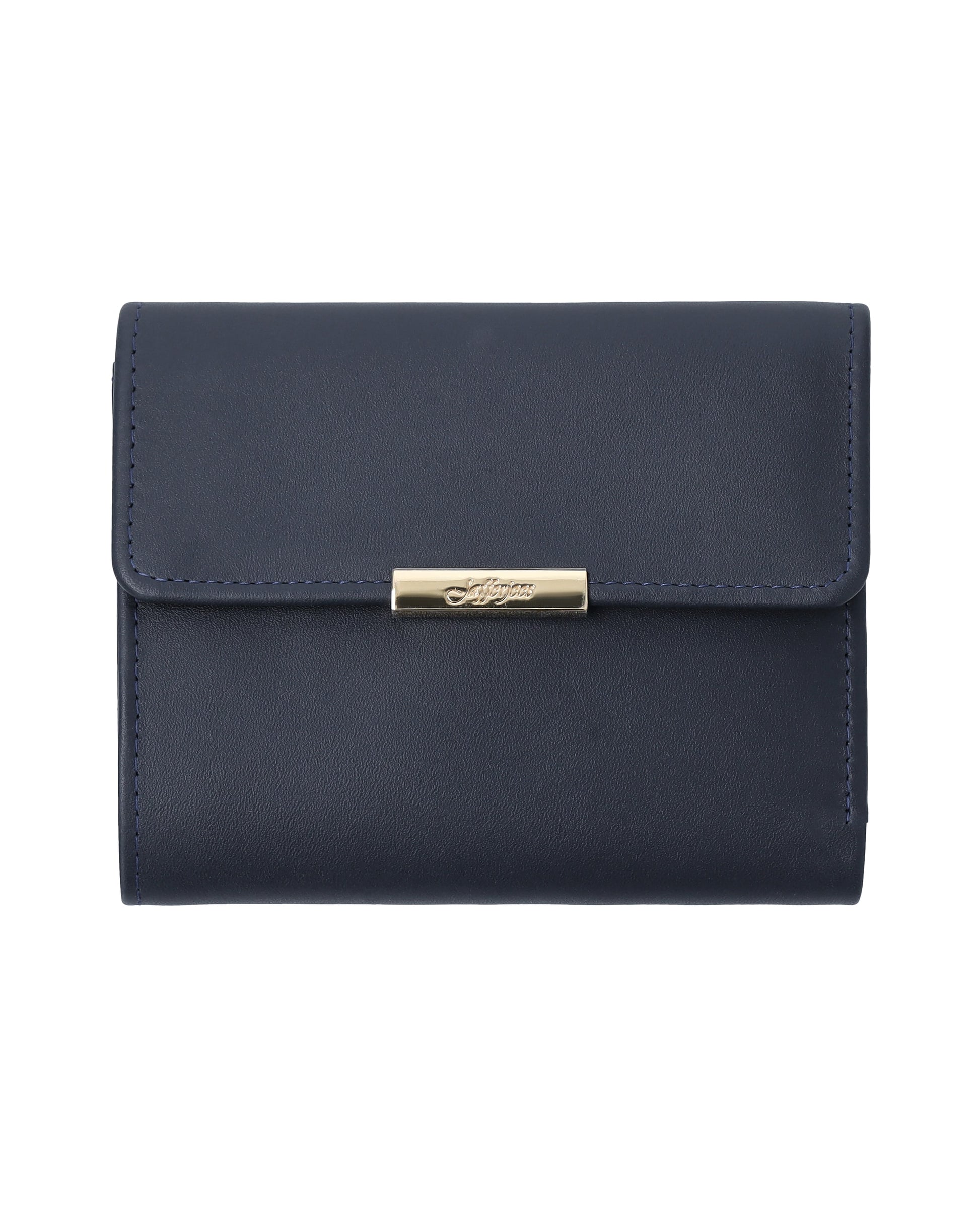 Sophisticated wallet with gold fittings.