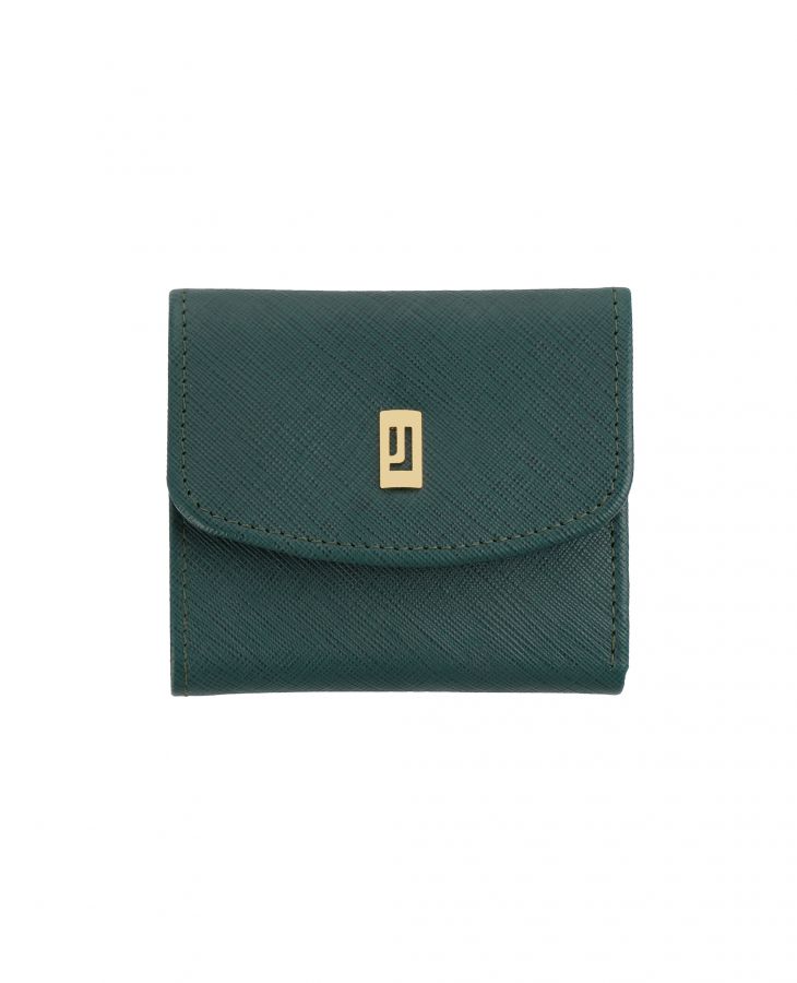 Green Leather wallet with snap closure