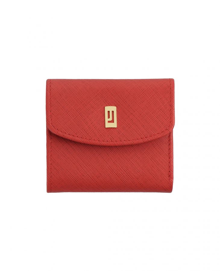 Red Leather wallet with snap closure