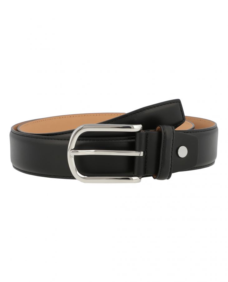 Black Timeless glazed leather belt with elegant buckle.