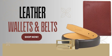 Mens leather belts and wallets