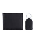 Black Leather wallet and keychain gift set