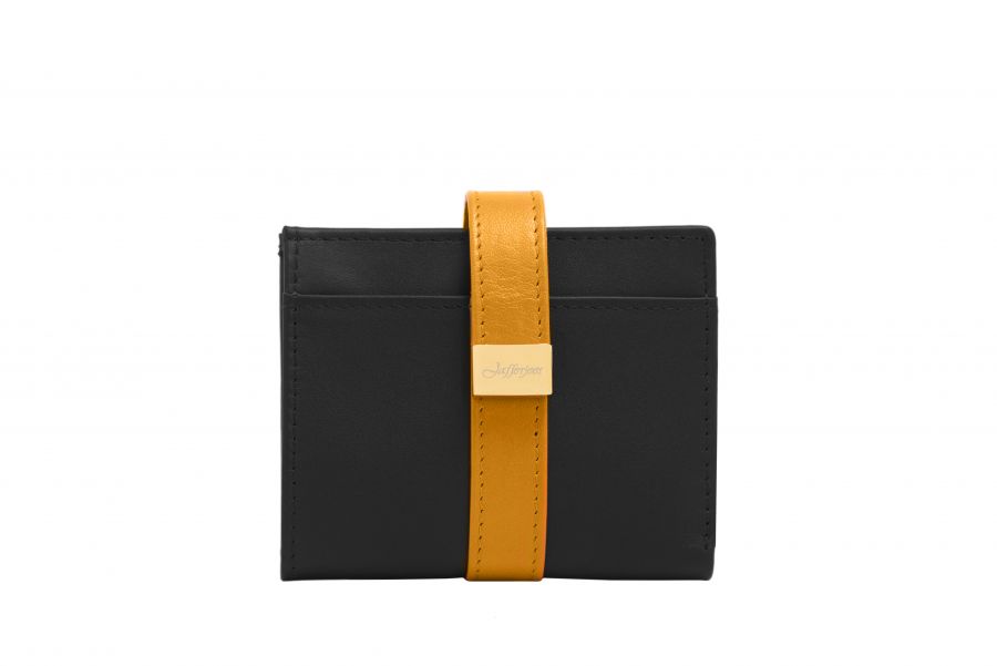 Compact leather wallet with card slots