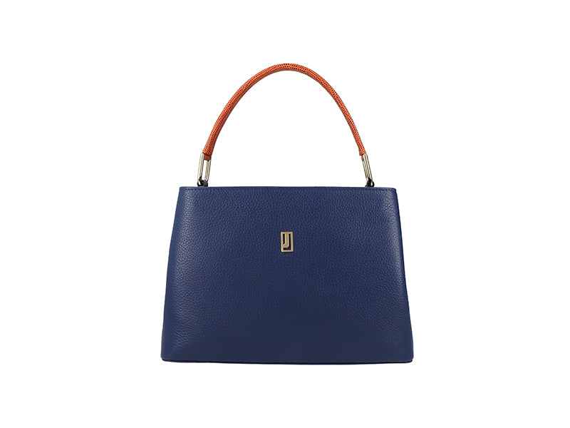 Elegant bag with metallic logo.